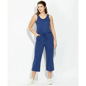 PACT Organic Cotton Drawstring Jumpsuit Sleeveless Scoop Neck